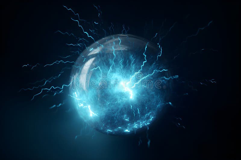 Electric Ball. Ball Lightning on Dark Background. AI Generated Stock Illustration Illustration
