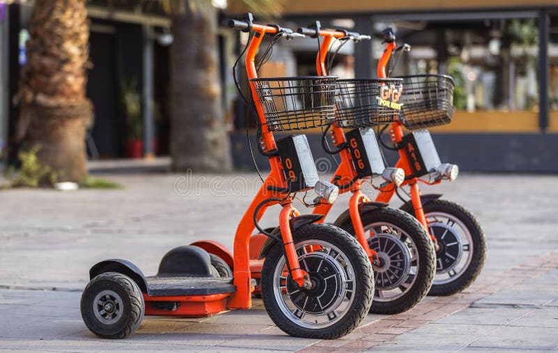 Electric Bicycles for Rent editorial image. Image of handlebar 78225240