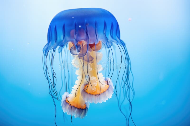 Electric Blue Jellyfish with Bright Tentacles Stock Photo Image of