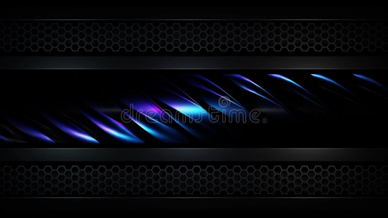 Electric Blue Neon Line Rotating in Futuristic Mechanical Mesh Loop stock illustration