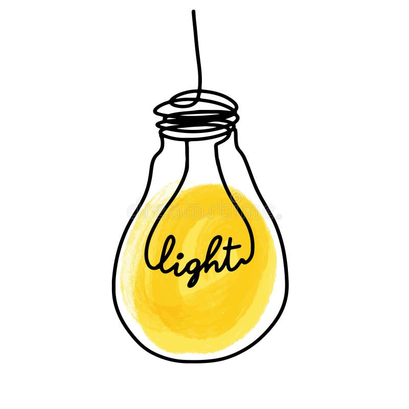 Light bulb - creative sketch draw vector illustration. Electric lamp logo  sign stock illustration, lamp line