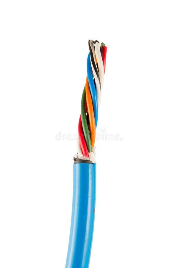 Electric Cable Ends, Isolated On White. Colorful Bundle Of Elect Stock