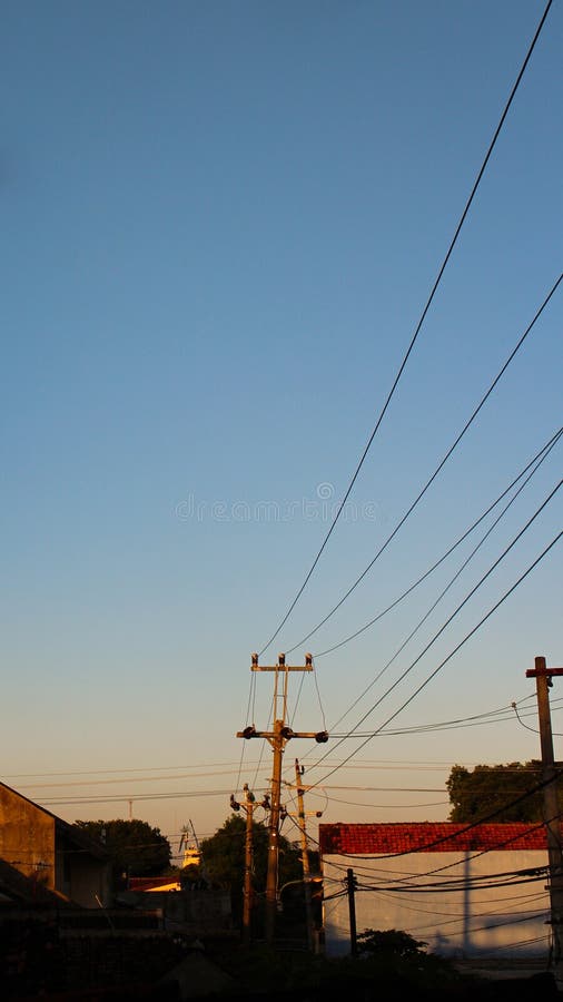 Electric Cable Pylon in the Middle of the City Stock Image Image of dusk, pole 224609121