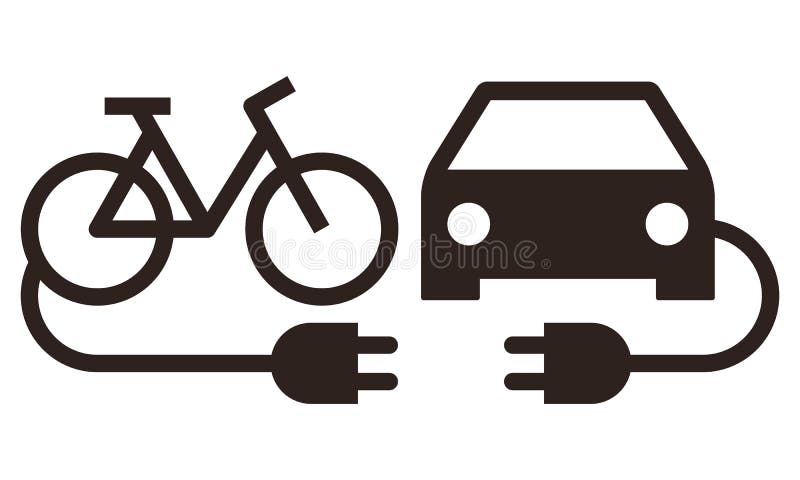 Electric car and electric bike icon royalty free illustration