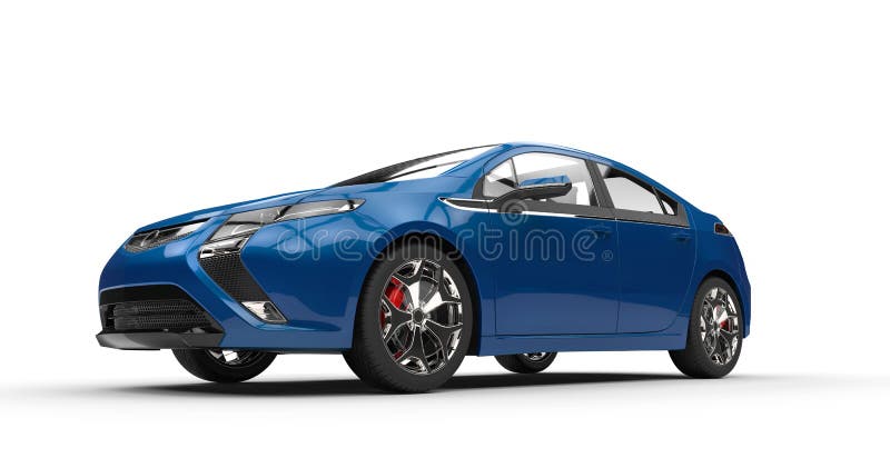 Electric Car Blue - Side View stock photography Electric Car Blue - Side View stock photography