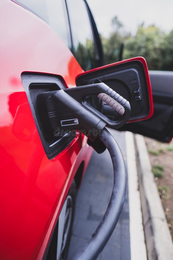 Electric Car Charging on CCS Rapid Quick DC Charger Stock Photo Image
