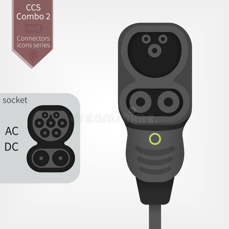 Electric Car Charging Plug Type 2 CCS Combo 2 Europe Stock Vector -  Illustration of socket, charging: 122019572