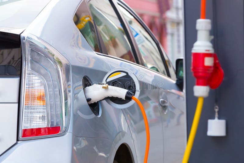 Electric Car in Charging Station.