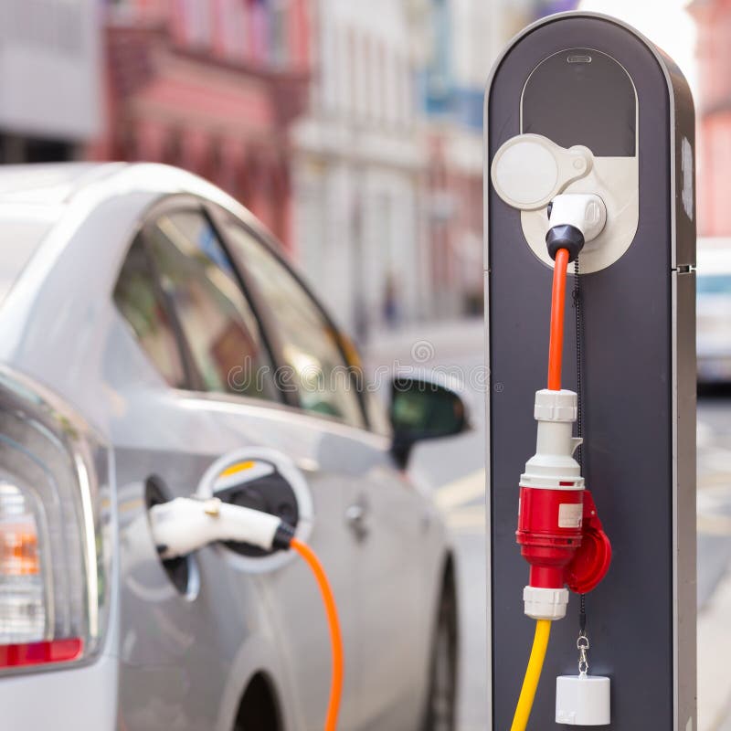 Electric Car in Charging Station.