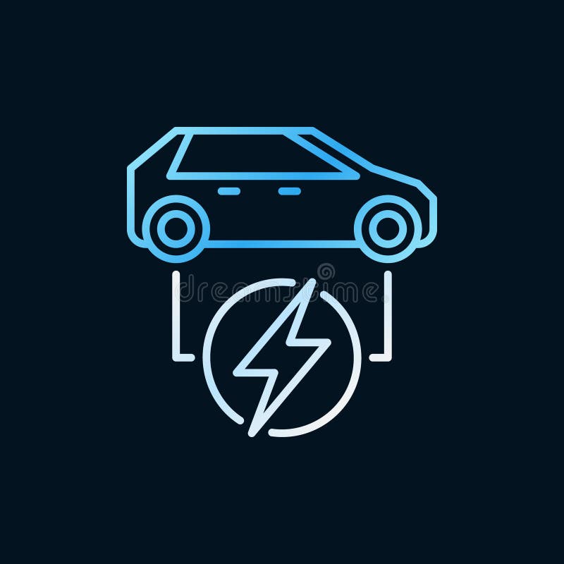 Electric Car Colored Icon. Vector Allelectric Car Outline Sign Stock