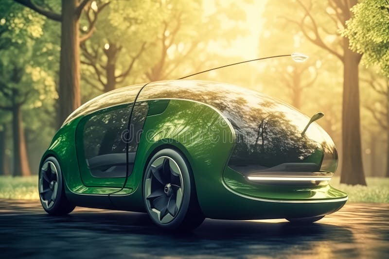 Electric Car Concept in Green Environment Concept. Green Energy. Eco