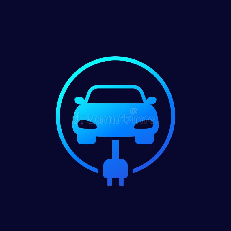 Electric Car Icon. Electrical Ev Charging Station Symbol. Electric
