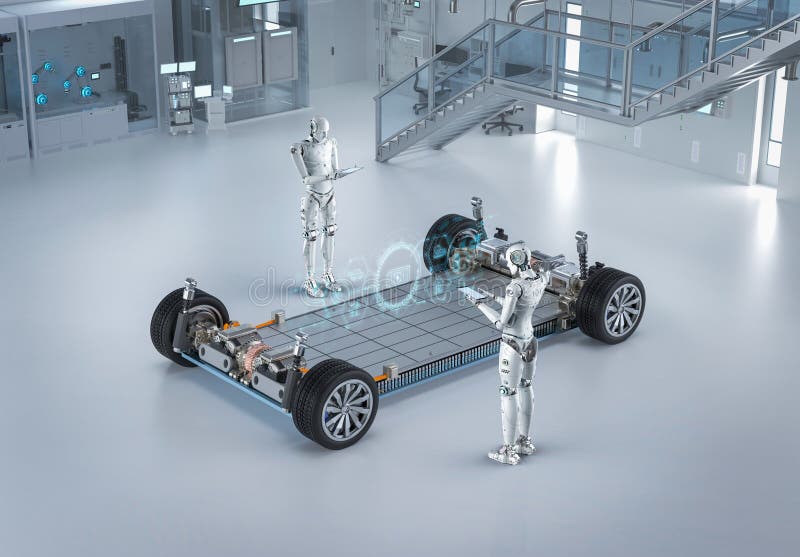 Electric Car Research and Development with Robot Study Battery Cells