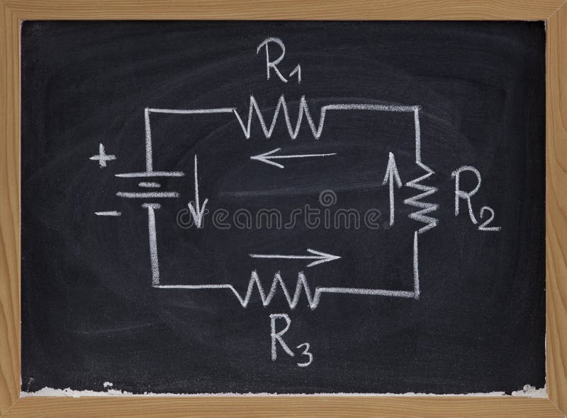 Electric circuit schematic on blackboard