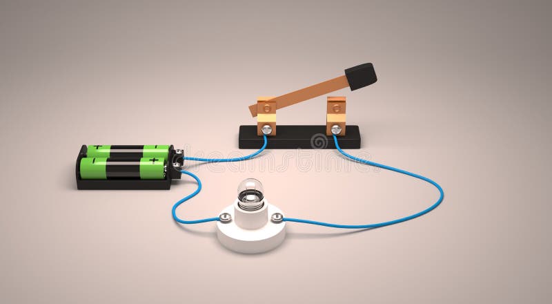 Electric Circuit Showing Open Switch Using A Light Bulb And Batteries