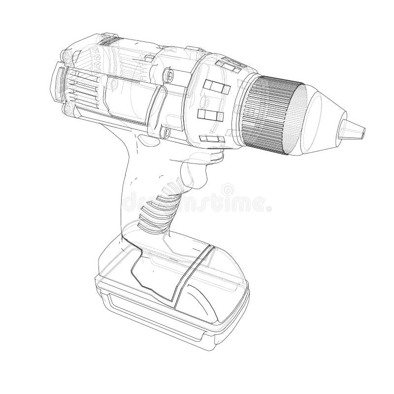 Electric Cordless Screwdriver. Vector Stock Vector - Illustration of ...