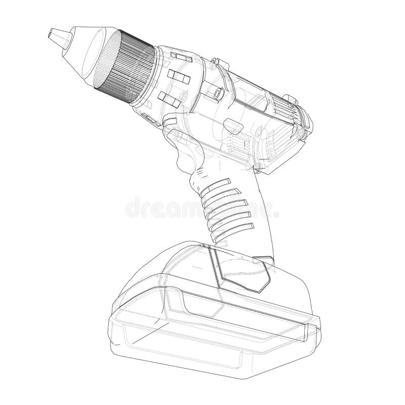 Electric Cordless Screwdriver. Vector Stock Vector Illustration of