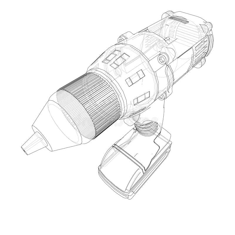 Electric Cordless Screwdriver. Vector Stock Vector Illustration of