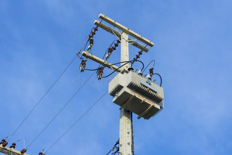 Distribution Transformer Pole Stock Photo - Image of industry, wire