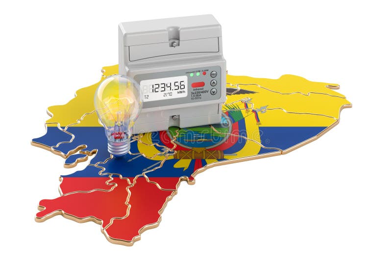 Ecuadorian Map with Energy Efficiency Rating, 3D Rendering Stock