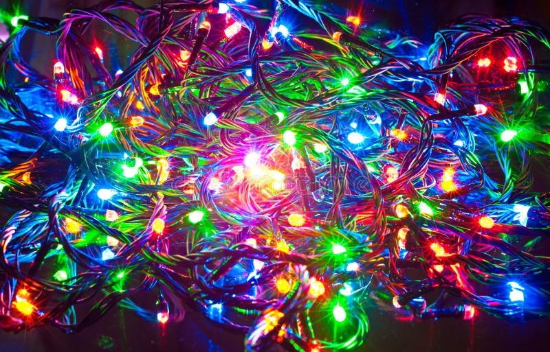 Electric Garland, Christmas Abstract Background Stock Image - Image of ...