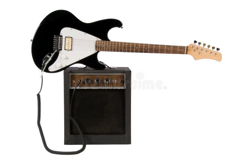 Electric Guitar with Amp stock images