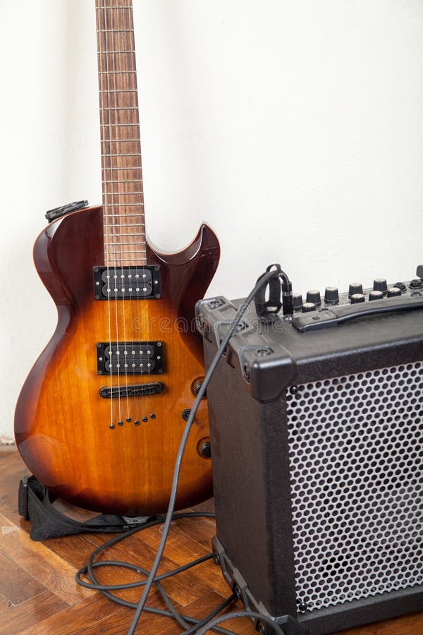 Guitar and Amplifier with Cable Stock Photo Image of retro, string