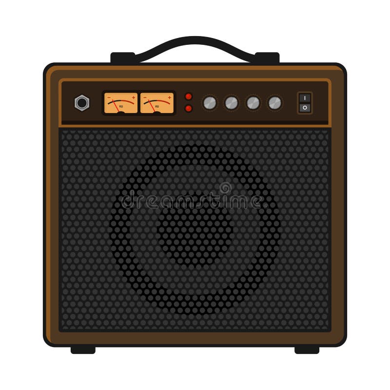 Electric Guitar Amplifier on White Background. Vector Stock Vector