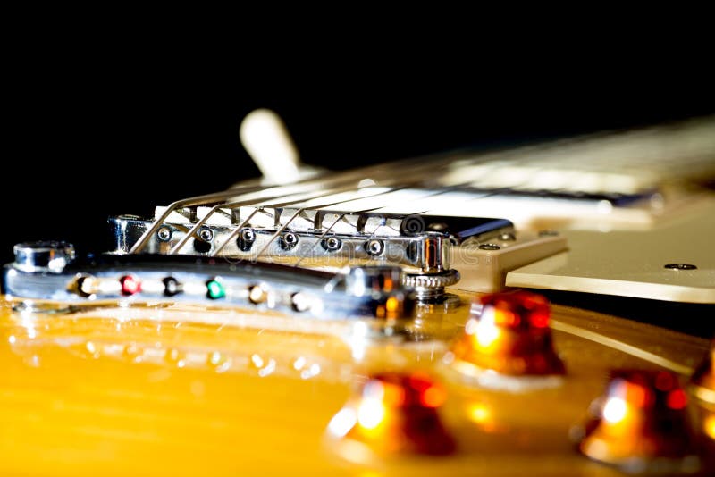 Electric Guitar Isolated on a Black Background. Stock Photo Image of