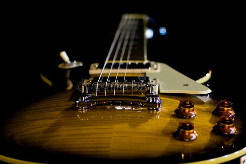Electric Guitar Isolated on a Black Background. Stock Photo Image of