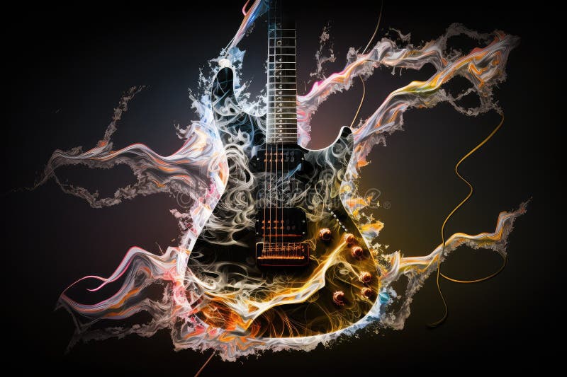 Electric Guitar Being Played, with Distorted and Heavy Sound Stock ...