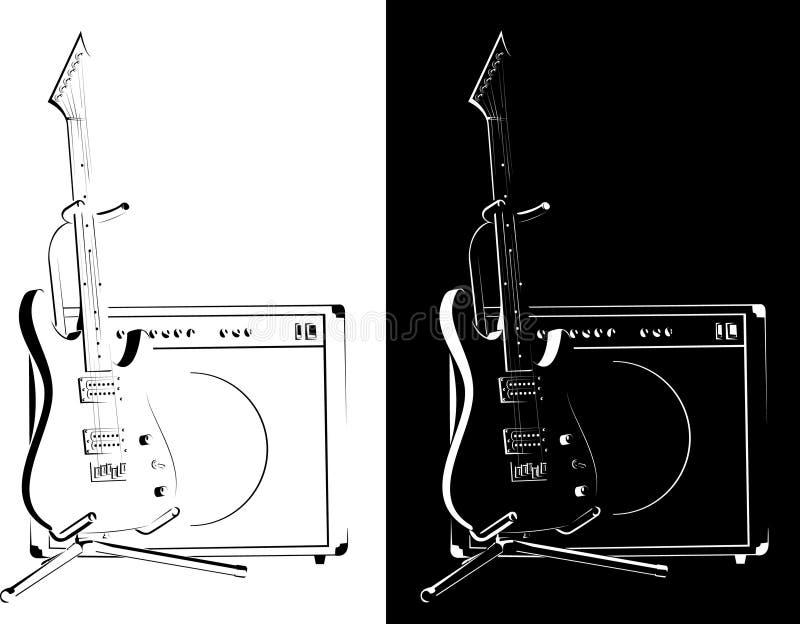 Electric guitar black-white version