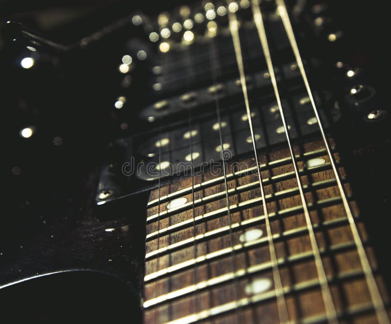 Electric guitar close up stock image. Image of black 65429729