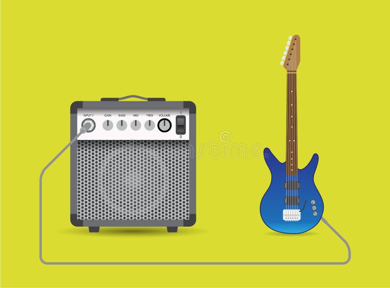 Electric guitar and combo stock vector. Illustration of equalizer