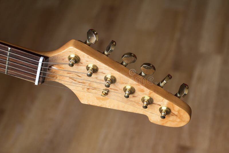 Guitar Headstock on Old Music Notes, Close Up Stock Image Image of