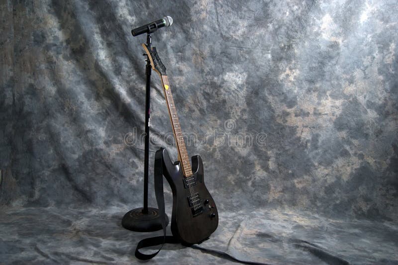 Electric Guitar And Microphone Stock Photo Image of musical, strap