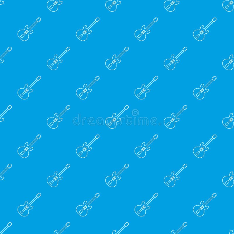 Electric Guitar Pattern Vector Seamless Blue Stock Vector