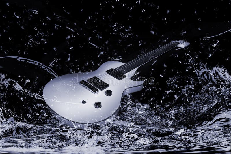 Electric guitar in water stock image. Image of sound - 25154627