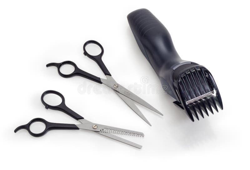 Electric Hair Clipper And Two Different Professional Hairdressers