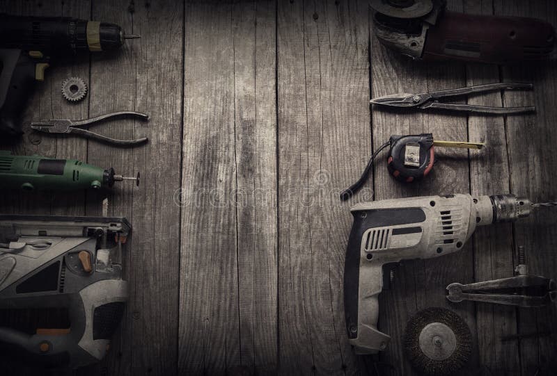Electric Hand Tools (screwdriver Drill Saw Jigsaw Jointer) Top V Stock Photo Image of circular