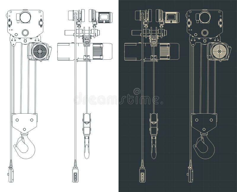 Electric hoist blueprints stock vector. Illustration of device 245367149