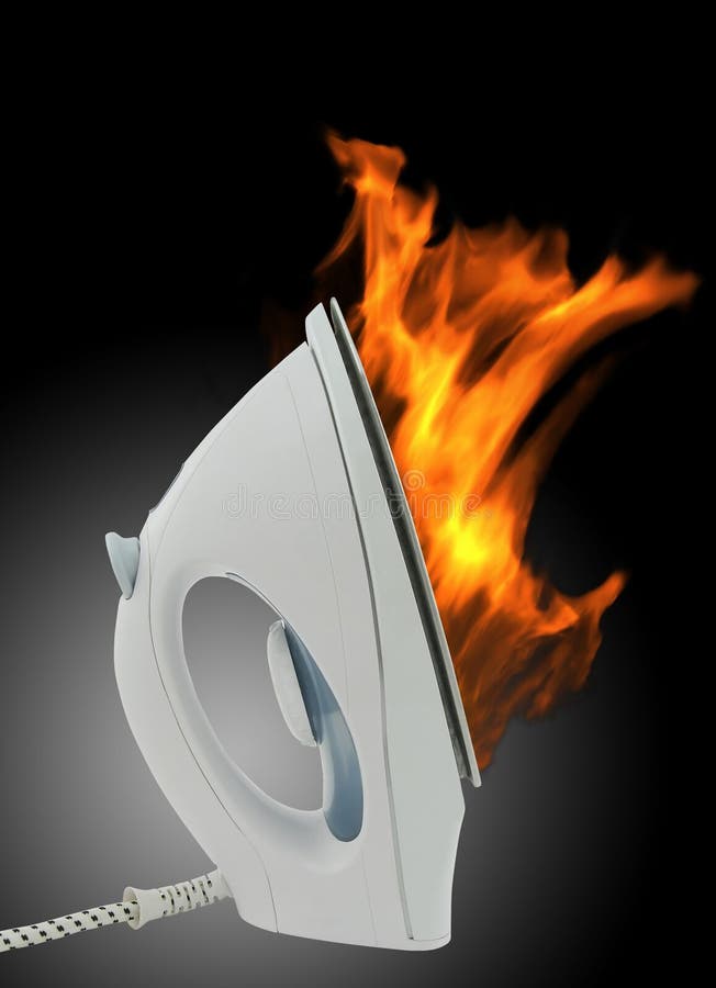 Electric iron in fire stock photo. Image of warning, iron 14511350