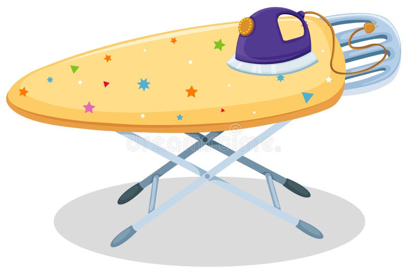 Electric iron on the ironing board royalty free illustration
