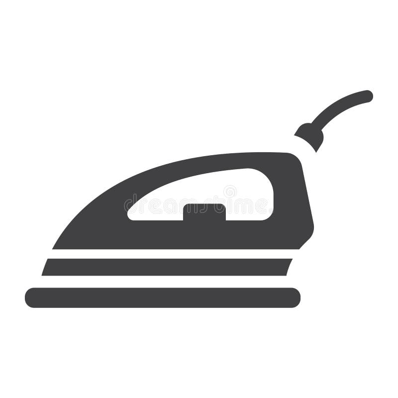 Electric iron solid icon, household and appliance stock illustration