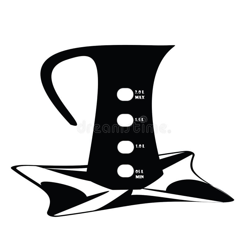 Electric Kettle Black and White Salver Vector Light Background Stock