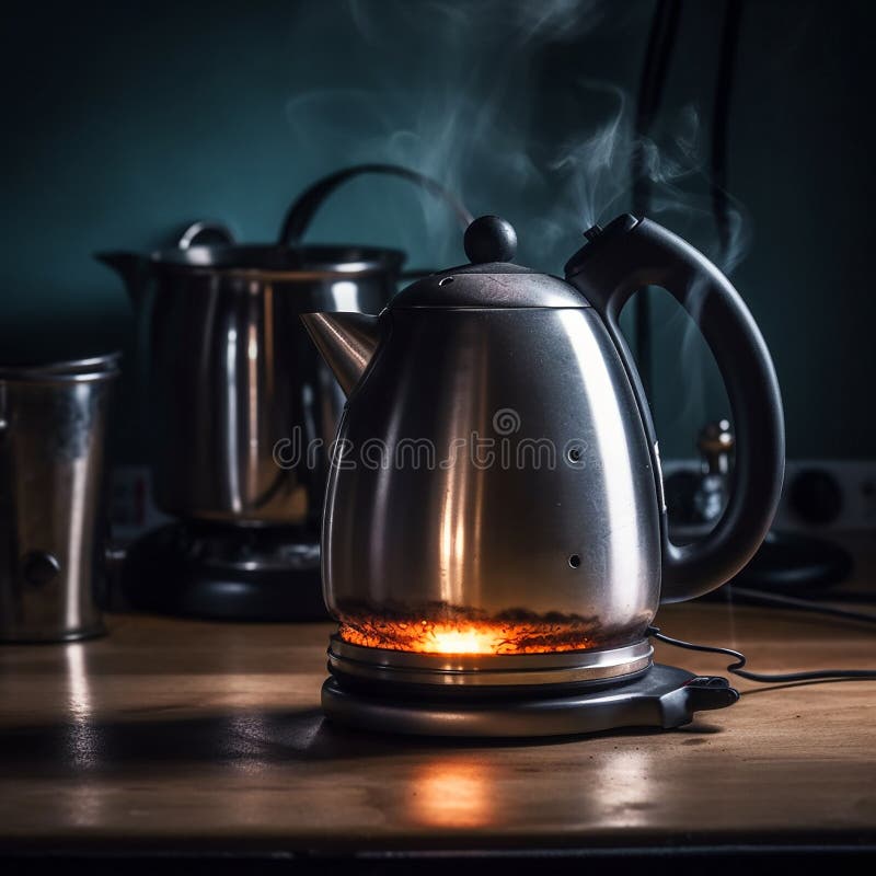 Electric Kettle Caught Fire, Flame, Incident, Malfunction, Fire, Stock
