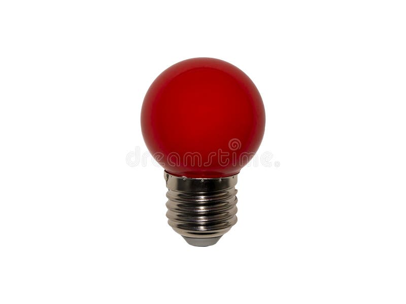 Electric Led Red Light Bulb Isolated on White Background Stock Image