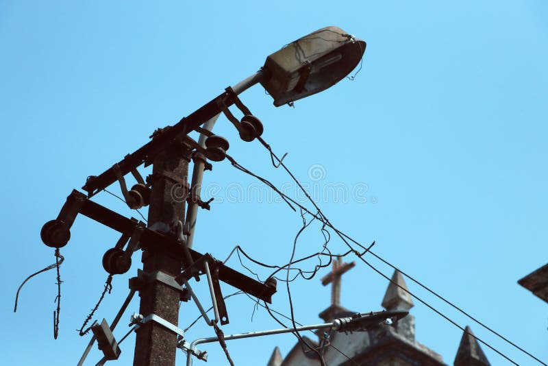 Electric Light Pole Near the Church Stock Image Image of beach