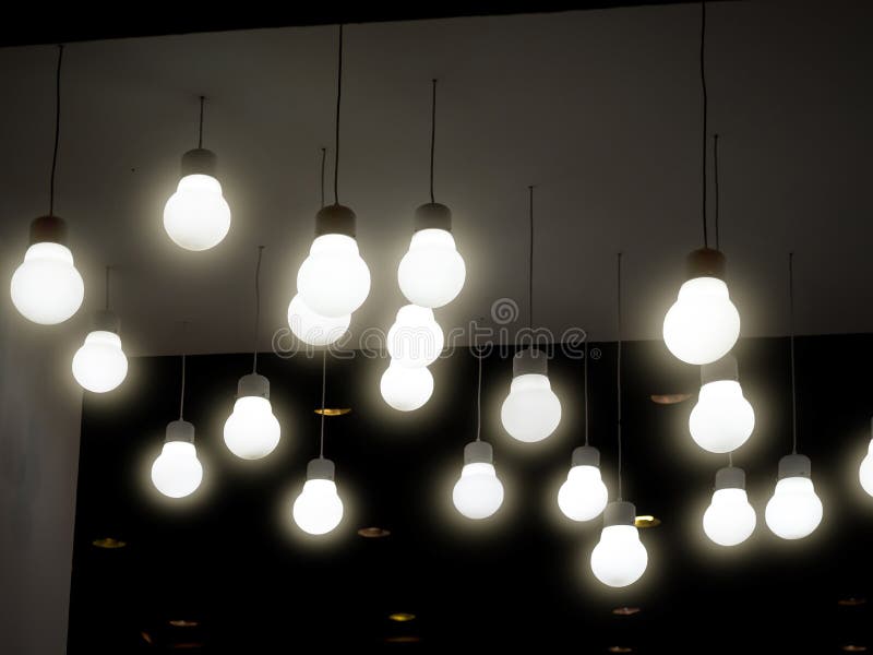 Electric Lighting Lamps Installed on Ceiling Stock Photo Image of