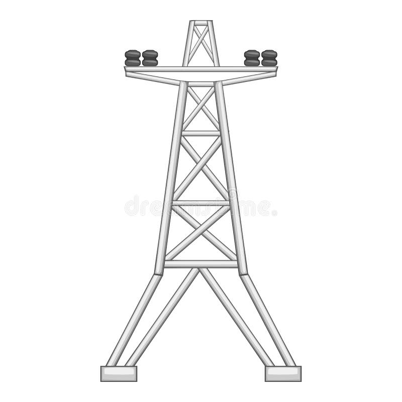 Electric line tower icon, gray monochrome style stock illustration
